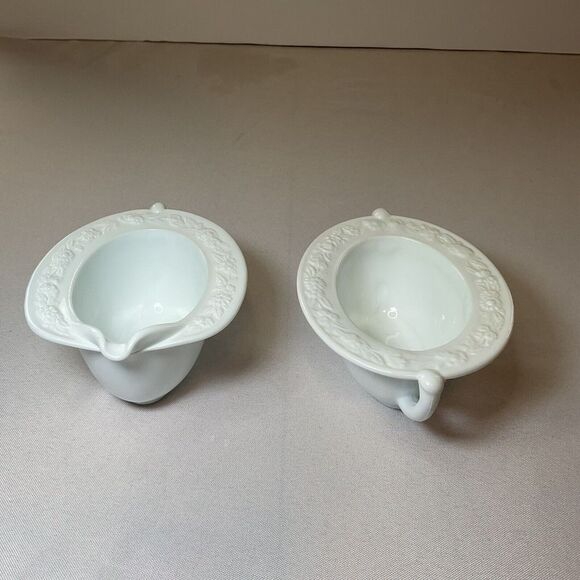 Vintage Lot ANCHOR HOCKING VITROCK Sugar AND Creamer MILK GLASS WHITE OPAQUE SET - Picture 1 of 8